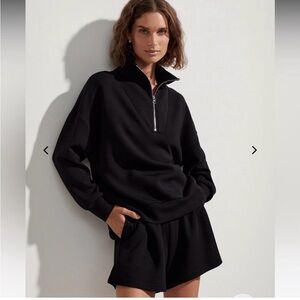 Varley Hawley Half Zip Sweatshirt Pullover DoubleSoft Athleisure Black Large